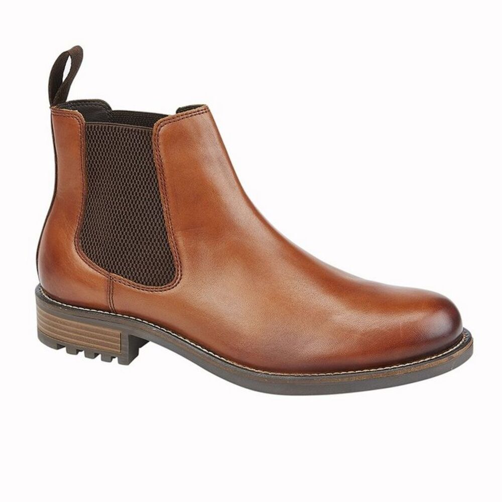 Roamers Mens Elgin Leather Ankle Boots / Tan